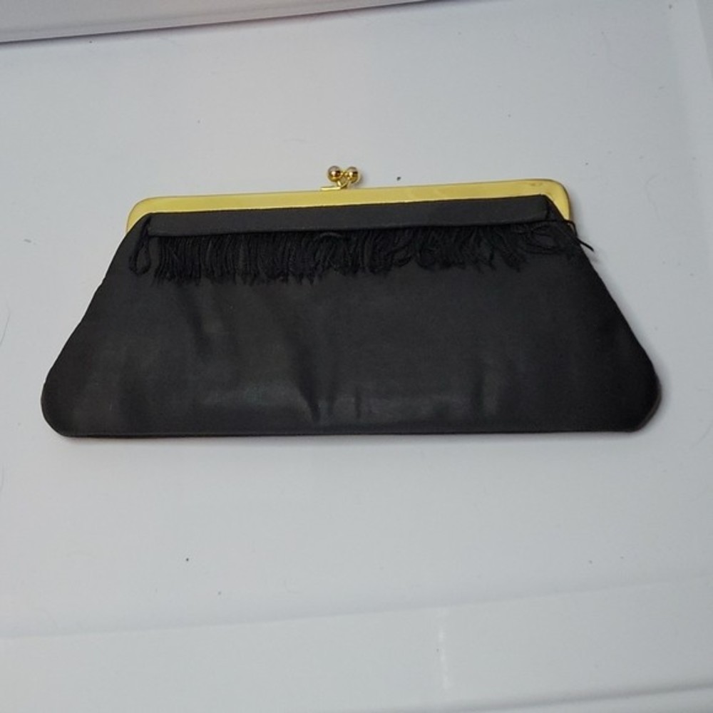 Vintage Garay Fringe Black Evening Clutch
